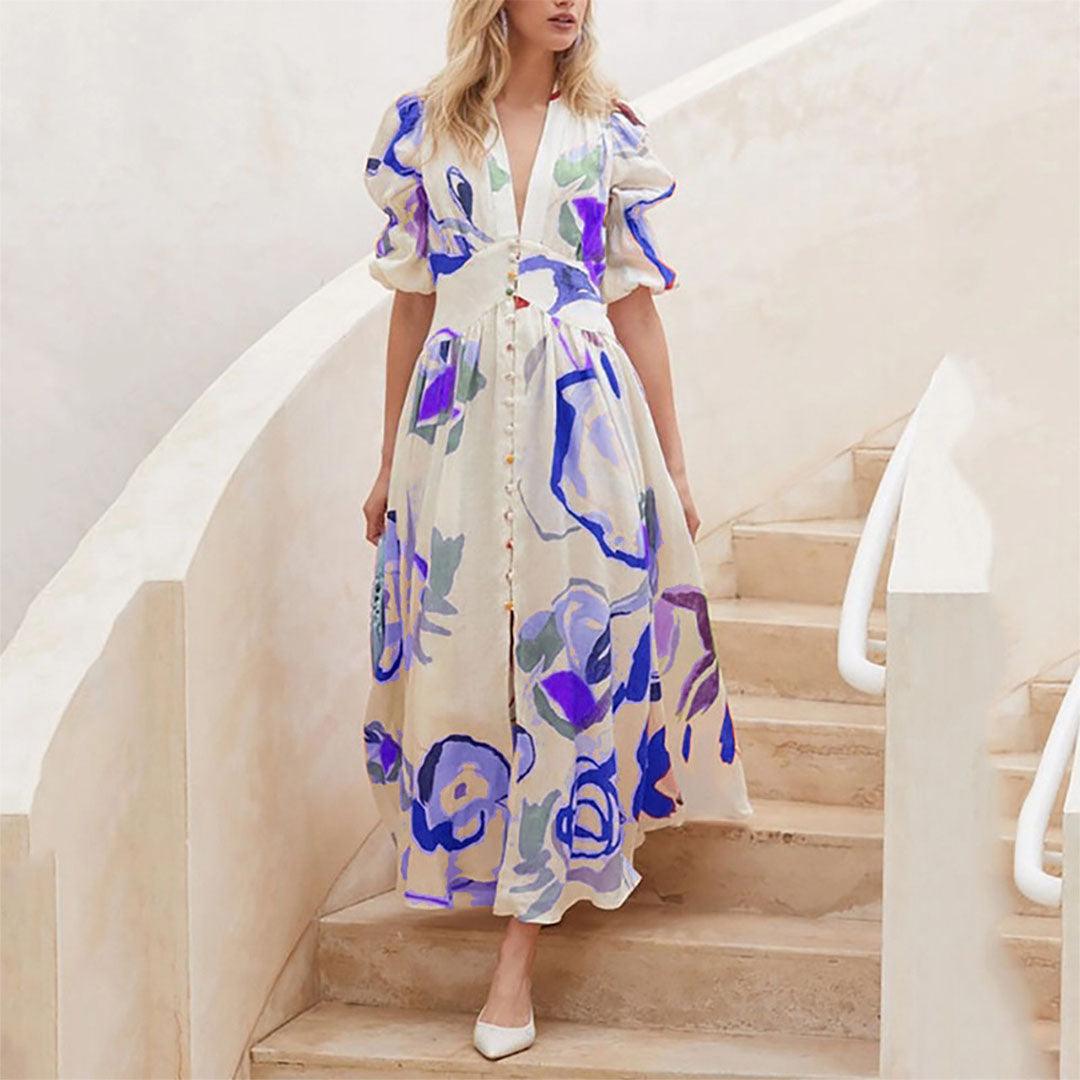 Midi Jurk met Levendige Prints - Dresses - Jurkjes.co