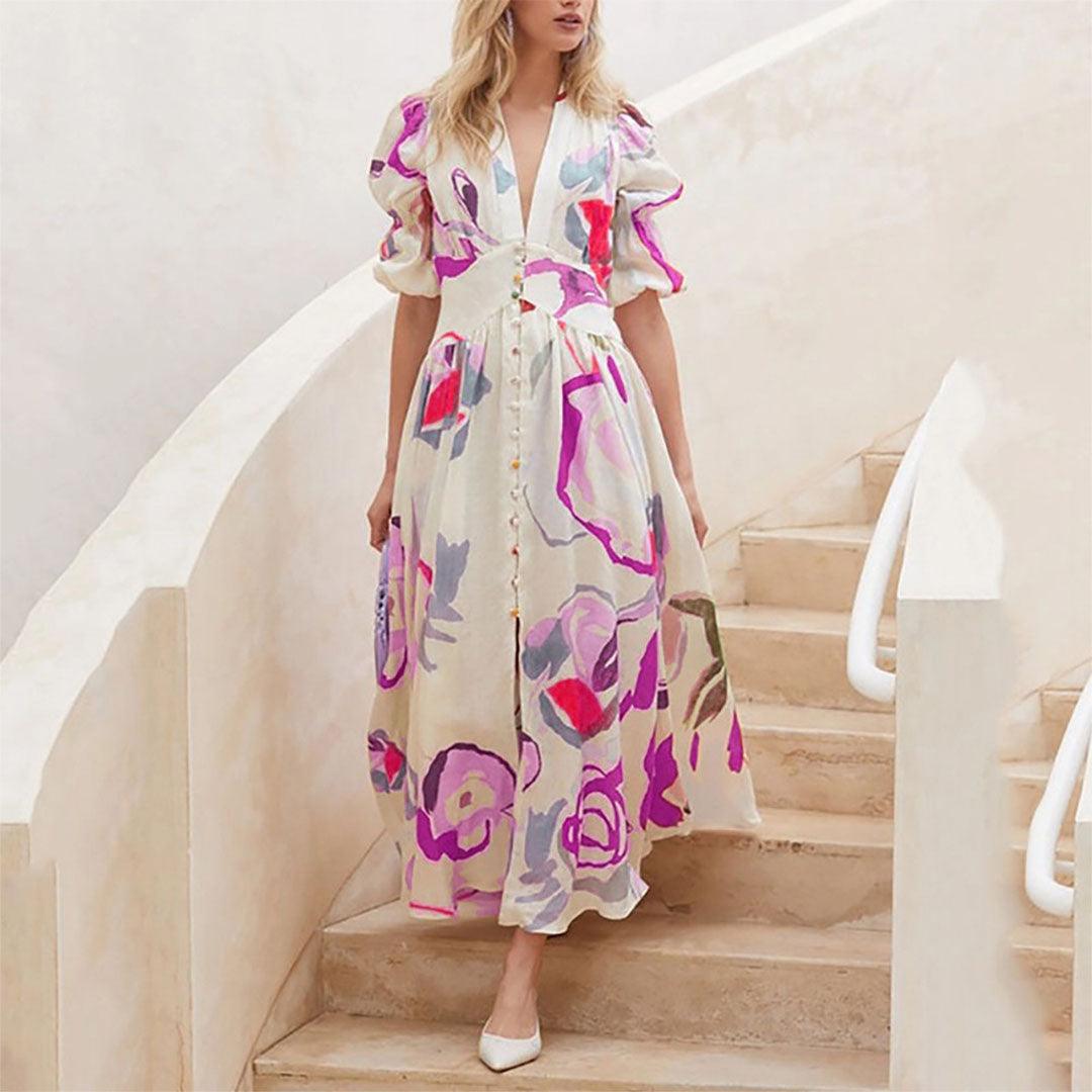 Midi Jurk met Levendige Prints - Dresses - Jurkjes.co