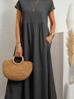 Midi Jurk met Luchtige Mouwen en Pockets - Midi Dresses - Jurkjes.co