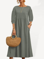 Midi Jurk met Luchtige Mouwen en Pockets - Midi Dresses - Jurkjes.co