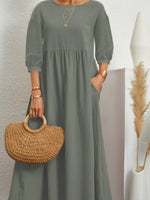 Midi Jurk met Luchtige Mouwen en Pockets - Midi Dresses - Jurkjes.co