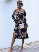 Midi Jurk met Off-Shoulder en Bloemenprint - Group1 - Jurkjes.co