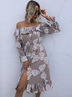 Midi Jurk met Off-Shoulder en Bloemenprint - Group1 - Jurkjes.co