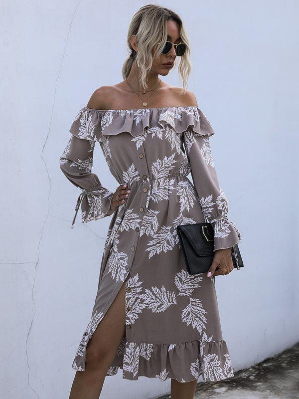 Midi Jurk met Off-Shoulder en Bloemenprint - Group1 - Jurkjes.co