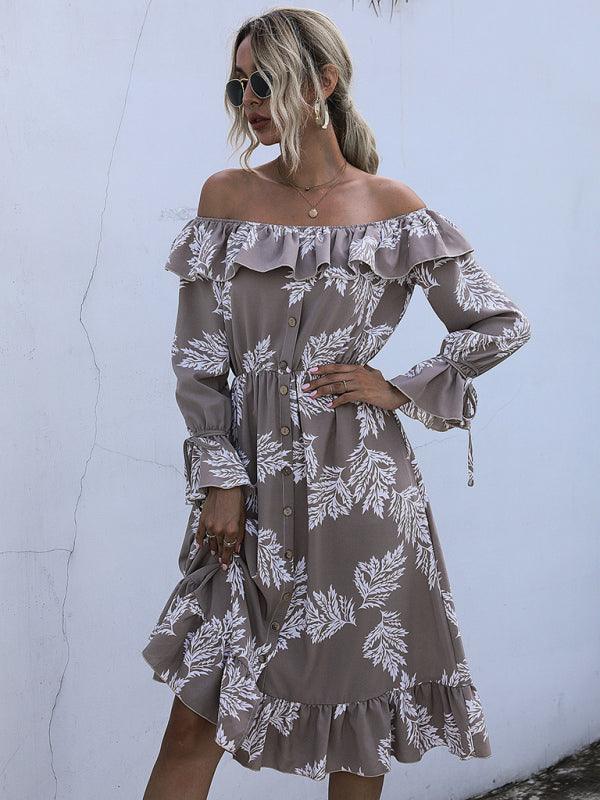 Midi Jurk met Off-Shoulder en Bloemenprint - Group1 - Jurkjes.co