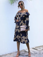 Midi Jurk met Off-Shoulder en Bloemenprint - Group1 - Jurkjes.co