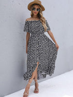 Midi Jurk met Off-Shoulder en Bloemenprint - Group6 - Jurkjes.co