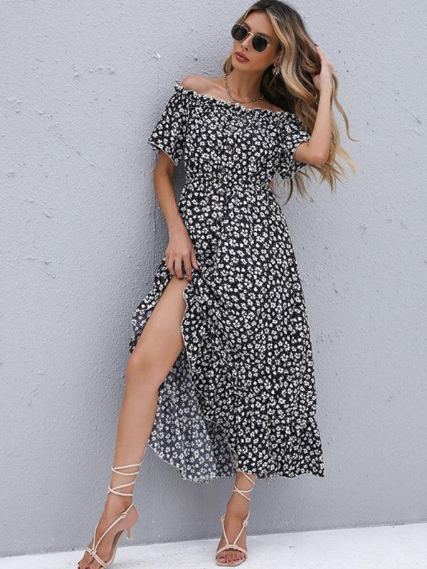 Midi Jurk met Off-Shoulder en Bloemenprint - Group6 - Jurkjes.co