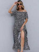 Midi Jurk met Off-Shoulder en Bloemenprint - Group6 - Jurkjes.co