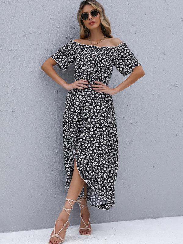 Midi Jurk met Off-Shoulder en Bloemenprint - Group6 - Jurkjes.co