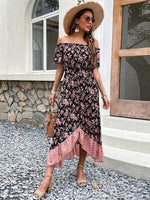 Midi Jurk met Off-Shoulder en Bloemenprint - Group7 - Jurkjes.co