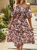 Midi Jurk met Off-Shoulder en Bloemenprint - Maxi Dresses - Jurkjes.co
