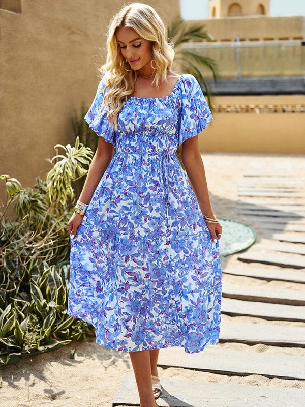 Midi Jurk met Off-Shoulder en Bloemenprint - Maxi Dresses - Jurkjes.co