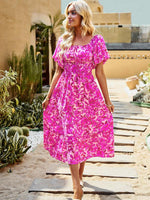 Midi Jurk met Off-Shoulder en Bloemenprint - Maxi Dresses - Jurkjes.co