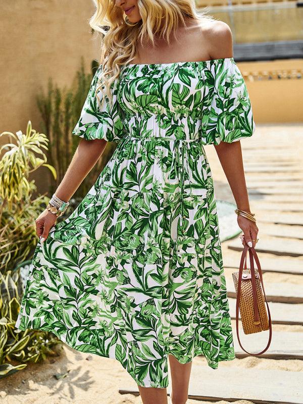 Midi Jurk met Off-Shoulder en Bloemenprint - Maxi Dresses - Jurkjes.co