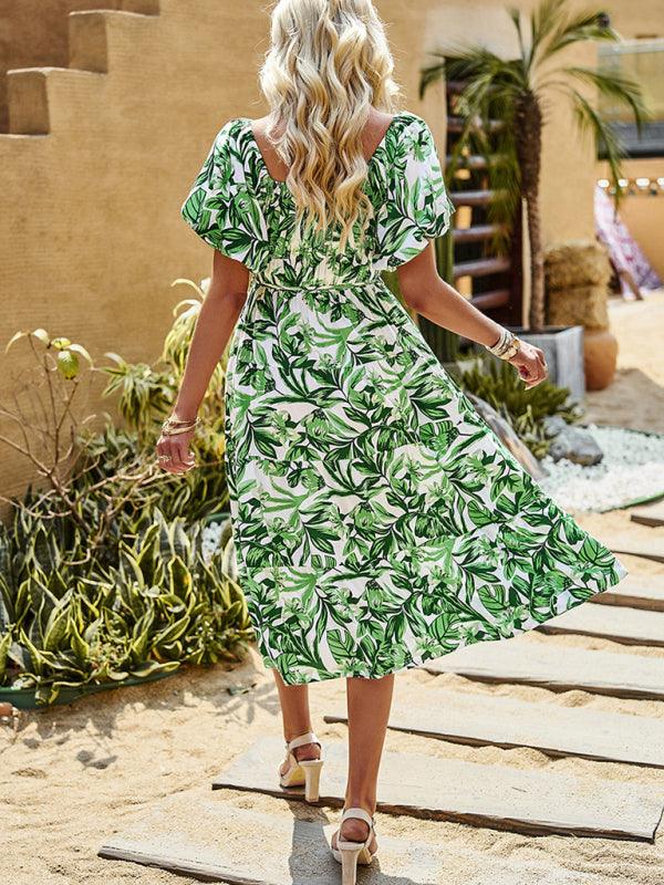Midi Jurk met Off-Shoulder en Bloemenprint - Maxi Dresses - Jurkjes.co