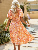 Midi Jurk met Off-Shoulder en Bloemenprint - Maxi Dresses - Jurkjes.co