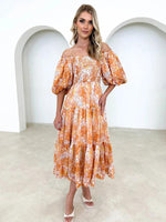 Midi Jurk met Off-Shoulder en Bloemenprint - Midi Dresses - Jurkjes.co