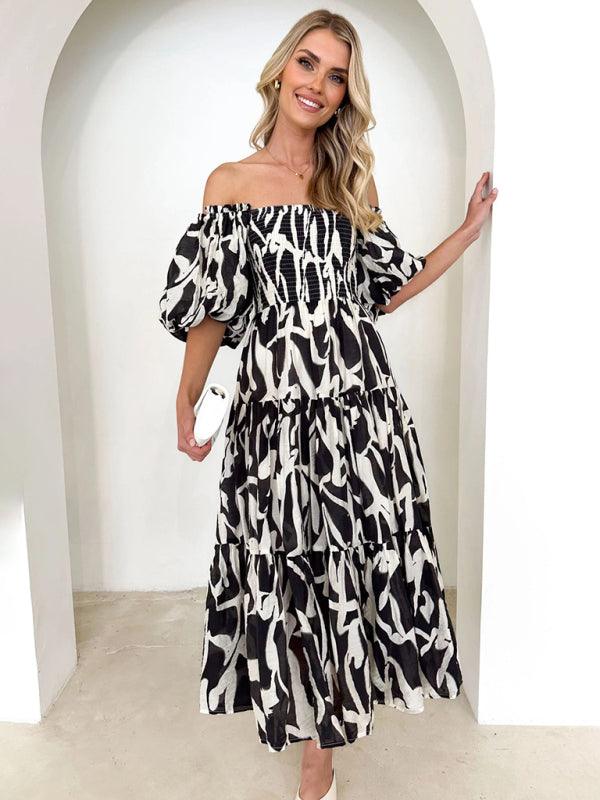 Midi Jurk met Off-Shoulder en Bloemenprint - Midi Dresses - Jurkjes.co