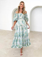 Midi Jurk met Off-Shoulder en Bloemenprint - Midi Dresses - Jurkjes.co