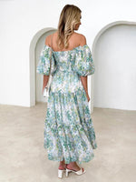 Midi Jurk met Off-Shoulder en Bloemenprint - Midi Dresses - Jurkjes.co