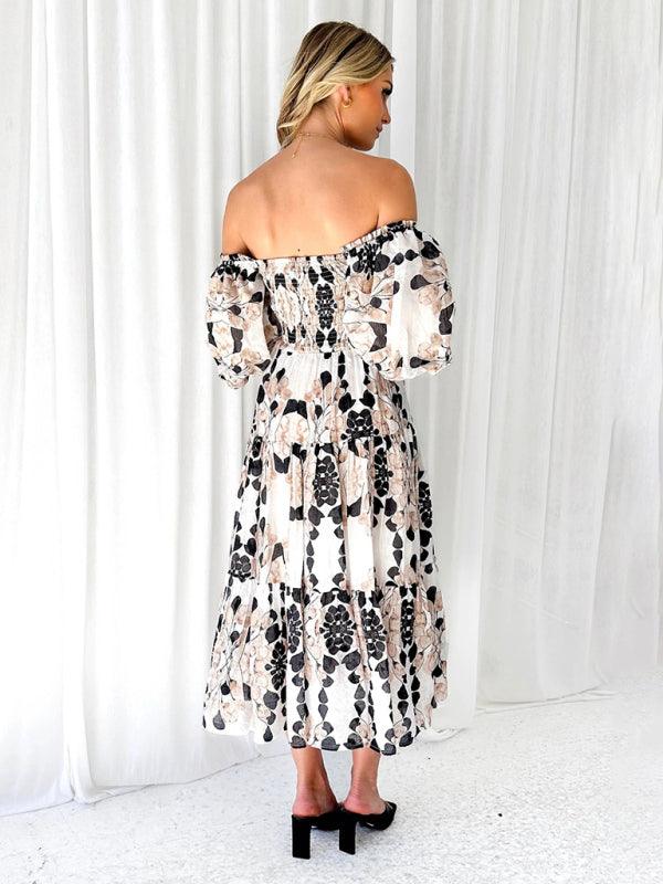 Midi Jurk met Off-Shoulder en Bloemenprint - Midi Dresses - Jurkjes.co