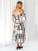Midi Jurk met Off-Shoulder en Bloemenprint - Midi Dresses - Jurkjes.co