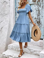 Midi Jurk met Off-shoulder en Effen Kleur - Midi Dresses - Jurkjes.co
