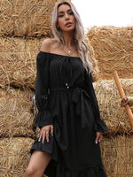 Midi Jurk met Off-Shoulder en Ruches - Group11 - Jurkjes.co