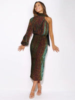 Midi Jurk met One-Shoulder en Pailletten - Midi Dresses - Jurkjes.co