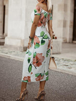 Midi Jurk met One-Shoulder en Tropische Print - Midi Dresses - Jurkjes.co