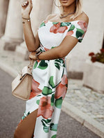 Midi Jurk met One-Shoulder en Tropische Print - Midi Dresses - Jurkjes.co