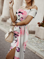 Midi Jurk met One-Shoulder en Tropische Print - Midi Dresses - Jurkjes.co