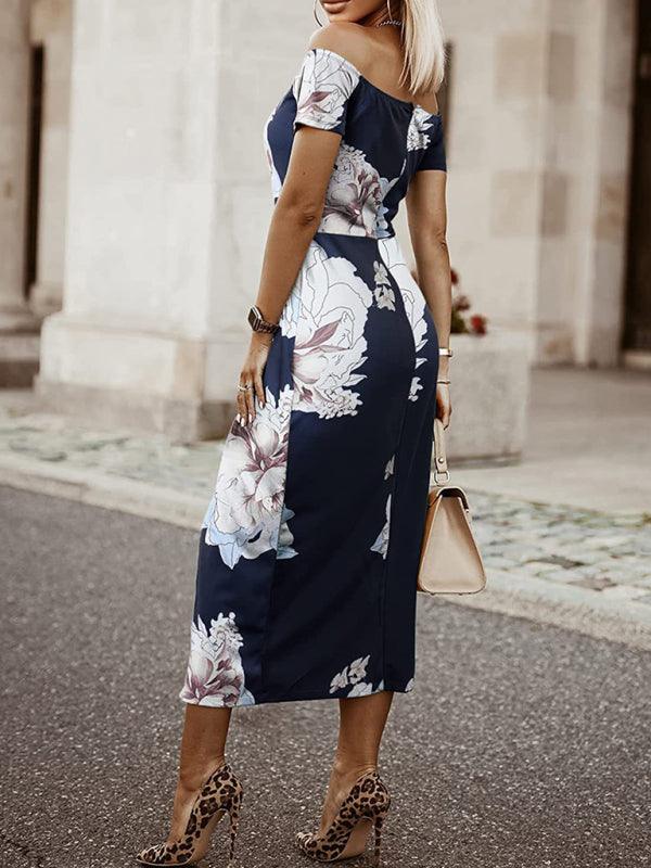Midi Jurk met One-Shoulder en Tropische Print - Midi Dresses - Jurkjes.co