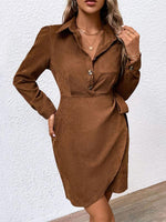 Midi Jurk met Open Kraag en Tailleband - Midi Dresses - Jurkjes.co