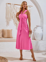 Midi Jurk met Open Rug en Plooiontwerp - Mini Dresses - Jurkjes.co