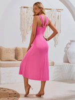 Midi Jurk met Open Rug en Plooiontwerp - Mini Dresses - Jurkjes.co