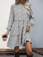 Midi Jurk met Opstaande Kraag en Dierenprint - Maxi Dresses - Jurkjes.co