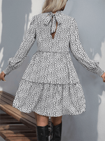 Midi Jurk met Opstaande Kraag en Dierenprint - Maxi Dresses - Jurkjes.co