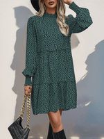 Midi Jurk met Opstaande Kraag en Dierenprint - Maxi Dresses - Jurkjes.co