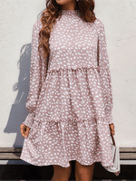 Midi Jurk met Opstaande Kraag en Dierenprint - Maxi Dresses - Jurkjes.co