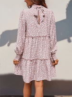 Midi Jurk met Opstaande Kraag en Dierenprint - Maxi Dresses - Jurkjes.co