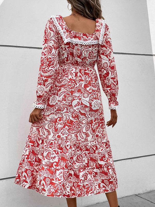 Midi Jurk met Paisleyprint en Kantdetails - Midi Dresses - Jurkjes.co