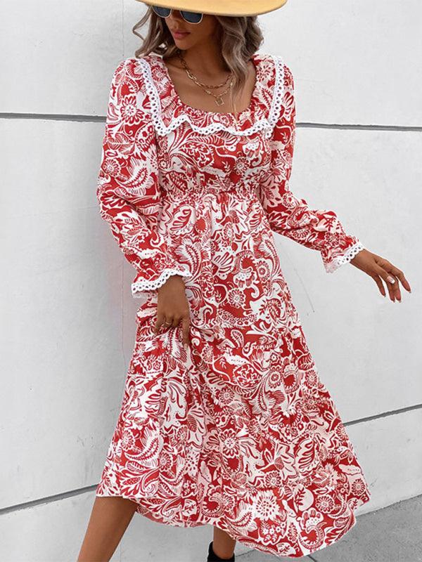 Midi Jurk met Paisleyprint en Kantdetails - Midi Dresses - Jurkjes.co