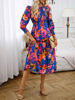 Midi Jurk met Pofmouwen en Bloemenprint - Midi Dresses - Jurkjes.co