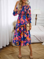 Midi Jurk met Pofmouwen en Bloemenprint - Midi Dresses - Jurkjes.co