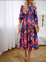 Midi Jurk met Pofmouwen en Bloemenprint - Midi Dresses - Jurkjes.co