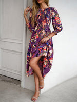 Midi Jurk met Pofmouwen en Bloemenprint - Midi Dresses - Jurkjes.co