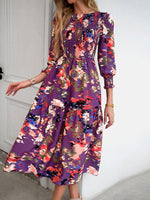 Midi Jurk met Pofmouwen en Bloemenprint - Midi Dresses - Jurkjes.co