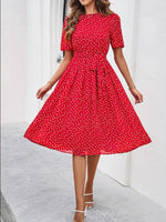 Midi Jurk met Polka Dots en Elegante Taille - Midi Dresses - Jurkjes.co